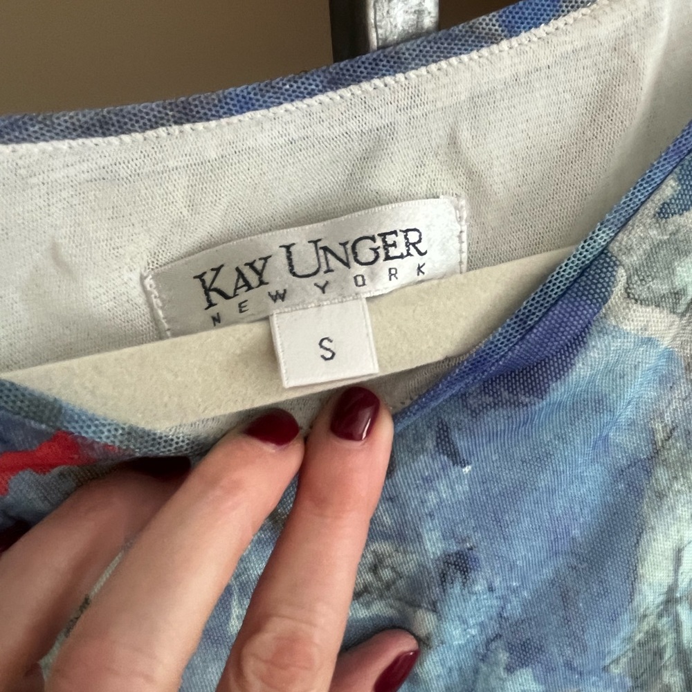 Kay Unger Beautiful Multi Color Mesh Fitted Dress… - image 5